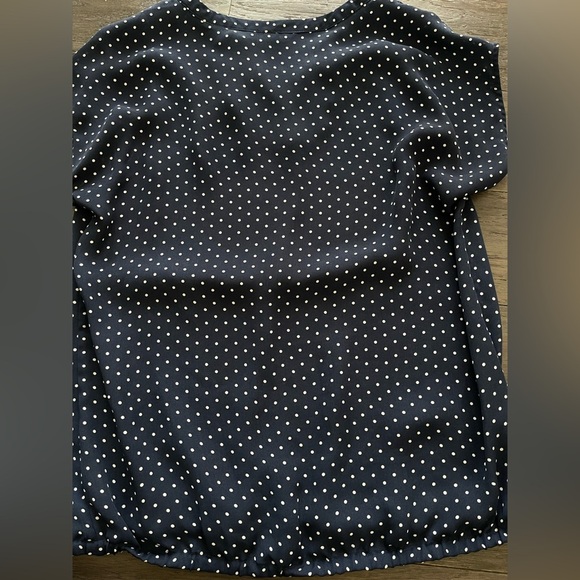 Lands' End Navy Polka Dot Women’s Blouse Size 4 Business Casual Nautical Top - Picture 5 of 5
